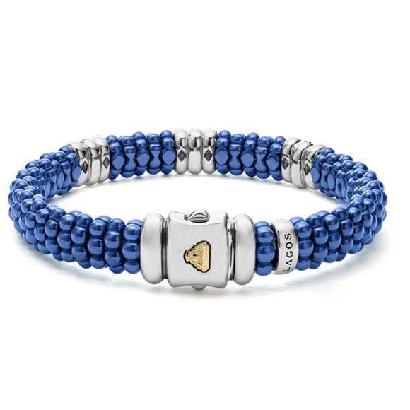 Ultramarine Three Station Ceramic Diamond Bracelet | 9mm from Lagos Size 6 - Picture 4 of 10